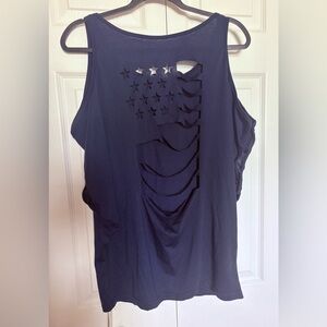 Women’s Navy Cutout Flag Cold Shoulder Top